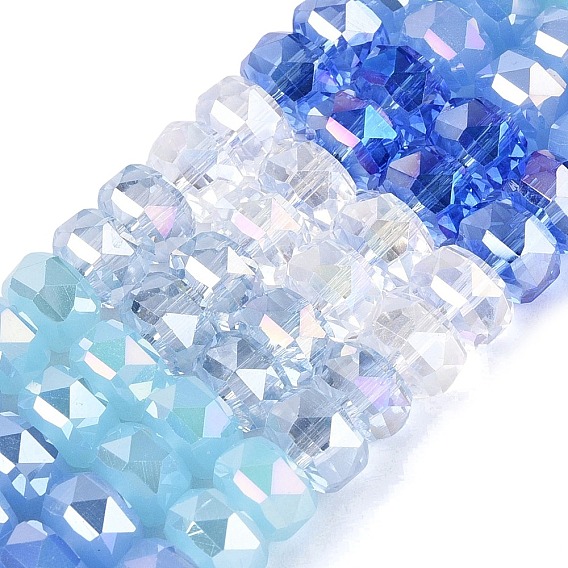 Electroplate Mixed Styles Glass Beads Strands, Rondelle, Faceted