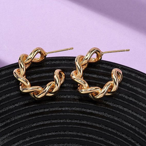 Латунные серьги-гвоздики в форме буквы С, без никеля , цепочка-оберег