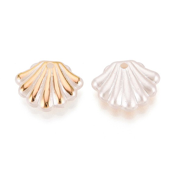 Абс пластиковые жемчужные бисера, формы раковины, золотой металл обвитыми, с половиным покрытием