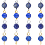 16Pcs 4 Styles September Birthstone Natural Lapis Lazuli Pendant and Connector Charms, Round, with Brass Findings