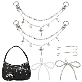 Алюминиевая цепь и ccb пластик и искусственный жемчуг акриловые бусины цепи для ремней для ботинок, с пластиковыми подвесками и железными булавками для килта, фурнитурой для брошей