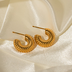 Stainless Steel C-shaped Gold Earrings - Fashionable and Versatile