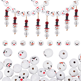 108 шт. 9 стили деревянные бусины схима, круглый со снеговиком