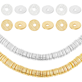 300Pcs 2 Colors Rack Plating Brass Spacer Beads, Long-Lasting Plated, Heishi Beads, Disc