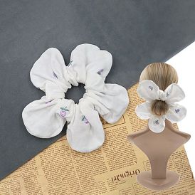 300Pcs Flower Pattern Girls Hair Accessories, Scrunchie/Scrunchy, Cotton Elastic Hair Ties, Ponytail Holder