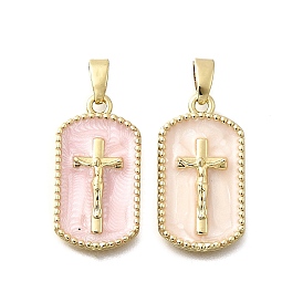 Латунь эмаль подвески, реальный 18 k позолоченный, прямоугольник с поперечными прелести