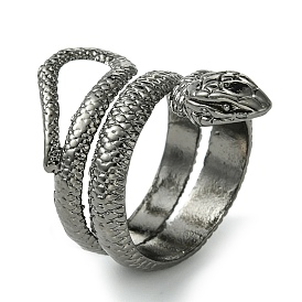 Snake Alloy Wrap Open Cuff Rings, Lead Free & Cadmium Free