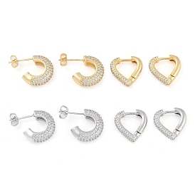 Латунные серьги с прозрачным фианитом для женщин, С-образный/сердце