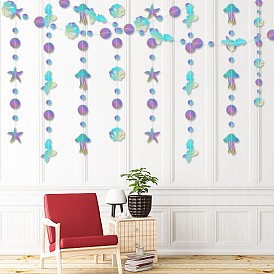 Laser Paper Garland, Party Decorative Paper, Shell Shape Hanging String, for Birthday Wedding Decorations