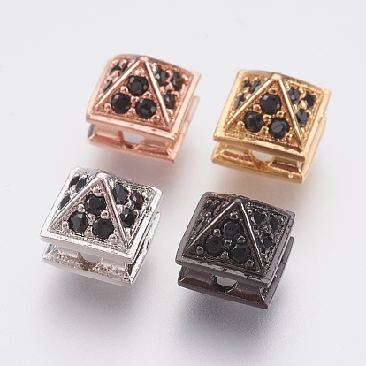 Brass Micro Pave Cubic Zirconia Beads, Lead Free & Cadmium Free, Rivet