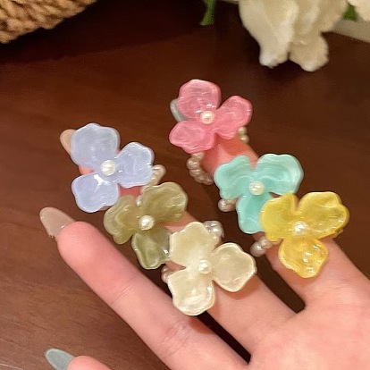 Кольца из акрила и искусственного жемчуга для женщин, цветок