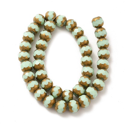 Opaque Solid Color Glass Beads Strands, Faceted, Round