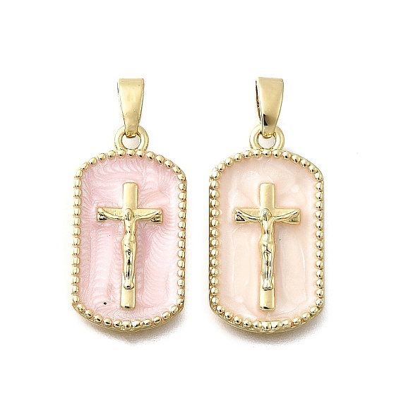 Латунь эмаль подвески, реальный 18 k позолоченный, прямоугольник с поперечными прелести