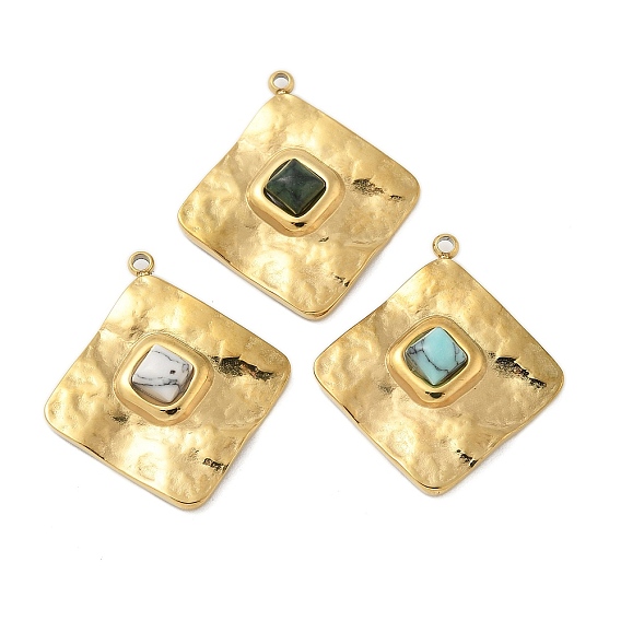 304 подвески из нержавеющей стали, с крашеными синтетической бирюзы, ромб прелести