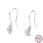 Sterling Silver Teardrop Earring Hooks, Ear Wire with Pinch Bails for Half Drilled Beads, with S925 Stamp