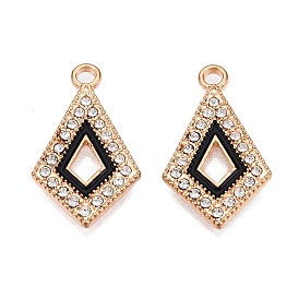 Alloy Enamel Pendants, with Crystal Rhinestone, Cadmium Free & Lead Free, Light Gold, Kite Shape Charms