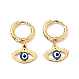 Серьги-кольца с эмалевым конским глазом, позолота 304 украшения из нержавеющей стали для женщин