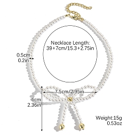 Plastic Imitation Pearl Beaded Necklaces for Women, Bowknot