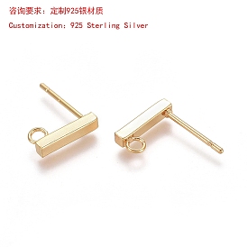 925 conclusions de boucles d'oreille en argent sterling, avec boucle, rectangle
