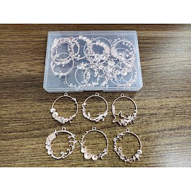 OLYCRAFT Alloy Open Back Bezel Pendants, For DIY UV Resin, Epoxy Resin, Pressed Flower Jewelry, Ocean Style, Ring