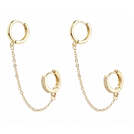 Brass Micro Pave Clear Cubic Zirconia & Alloy Huggie Hoop Earrings, Handcuff Earrings