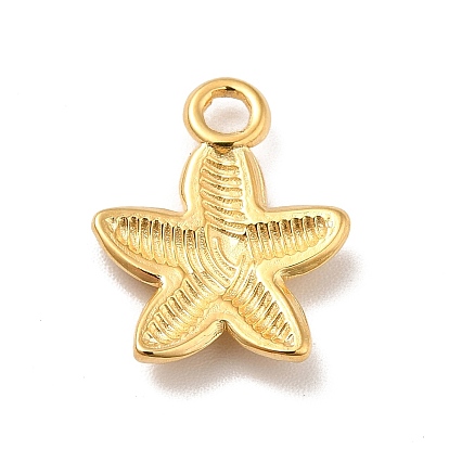 Ion Plating(IP) 304 Stainless Steel Pendants, Starfish Charms
