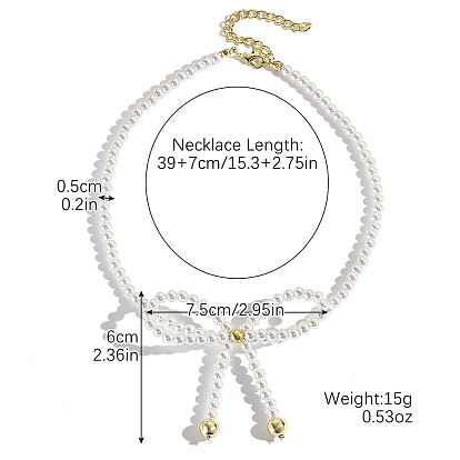 Пластиковые ожерелья из бисера с искусственным жемчугом для женщин, бантом