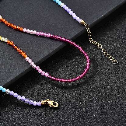 3мм граненые круглые разноцветные кубические циркониевые бусины ожерелья для женщин, без кадмия и без свинца, долговечный, стойки покрытие