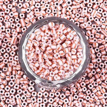 8/0 бисер полосатый стеклянный, непрозрачных цветов, круглые