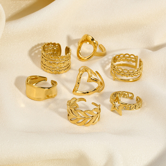 Элегантное европейское и американское 304 кольцо-манжета из нержавеющей стали для женщин