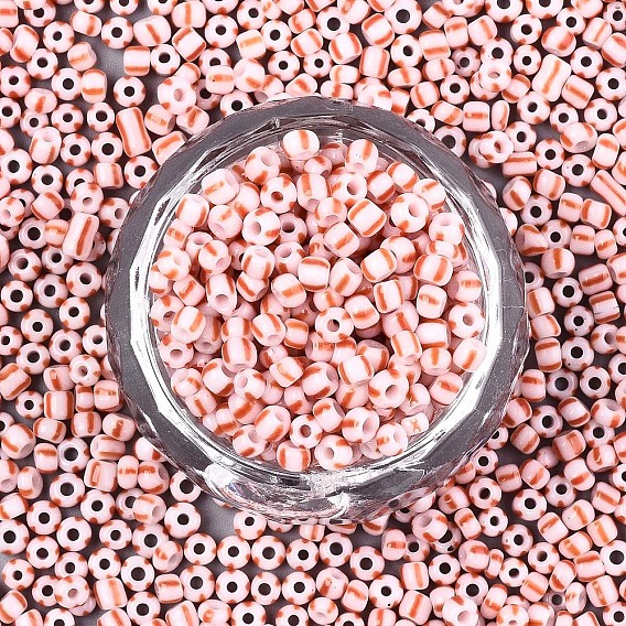 8/0 бисер полосатый стеклянный, непрозрачных цветов, круглые