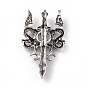 Gemstone Pendants, Sword Charms, with Rack Plating Antique Silver Tone Alloy Findings, Cadmium Free & Lead Free, Faceted