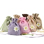 Burlap Packing Pouches, Drawstring Bags with Flower