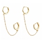 Brass Micro Pave Clear Cubic Zirconia & Alloy Huggie Hoop Earrings, Handcuff Earrings