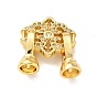 Rack Plating Brass Micro Pave Clear Cubic Zirconia Fold Over Clasps, Cadmium Free & Lead Free, Long-Lasting Plated, Flower