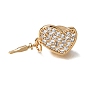 Brass Micro Pave Clear Cubic Zirconia Box Clasps, Heart, Nickel Free