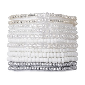 12Pcs 6 Styles Glass Stretch Bracelets