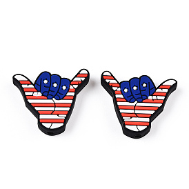 Independence Day Silicone Focal Beads, Silicone Teething Beads, Hand