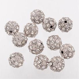 Alloy Rhinestone Beads, Grade A, Round, 12mm, Hole: 1.5mm