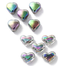 UV Plating Rainbow Iridescent Acrylic Beads, Bead in Bead, Heart