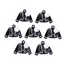 Rack Plating Alloy Spray Painted Pendants, with ABS Plastic Imitation Pearl, Cadmium Free & Nickel Free & Lead Free, Overcoat