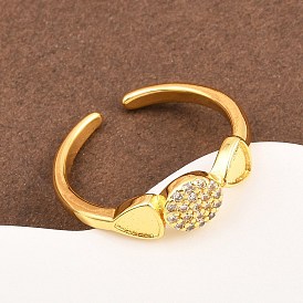 Манжеты из латуни с микро паве кубический цирконий для женщин, круглая и треугольная форма, долговечный, стойки покрытие