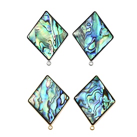 304 фурнитура для сережек-гвоздиков из натуральной ракушки пауа из нержавеющей стали, ромб, ионное покрытие (ip)