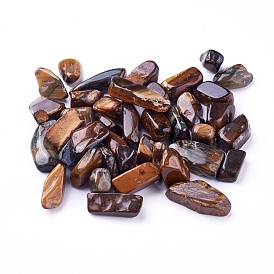 Natural Tiger Eye Beads, Undrilled/No Hole, Chips