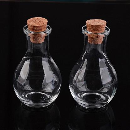 Glass Bottle for Bead Containers, with Cork Stopper, Wishing Bottle, Clear, 4.9x8.8cm, Hole: 15mm