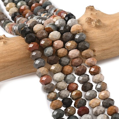 Нити бусин из натурального алашанского агата, граненые, рондель