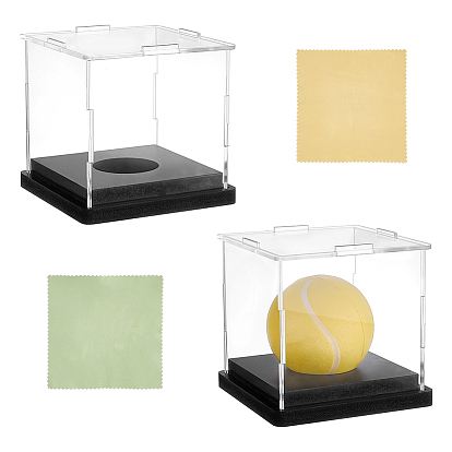 Vitrines transparentes en acrylique pour tennis avec base noire, carrée
