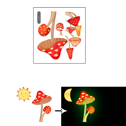Brillent dans le noir autocollants muraux interrupteur champignon, décalcomanies lumineuses de commutateur de lumière de pvc de bande dessinée, pour le salon de la chambre des enfants