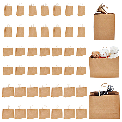 45 Stück 3 Stile Aufbewahrungstaschen aus Kraftpapier, Einkaufstaschen mit Henkel, Rechteck