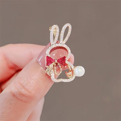 Rabbit/Human Alloy Enamel Rhinestone Brooch